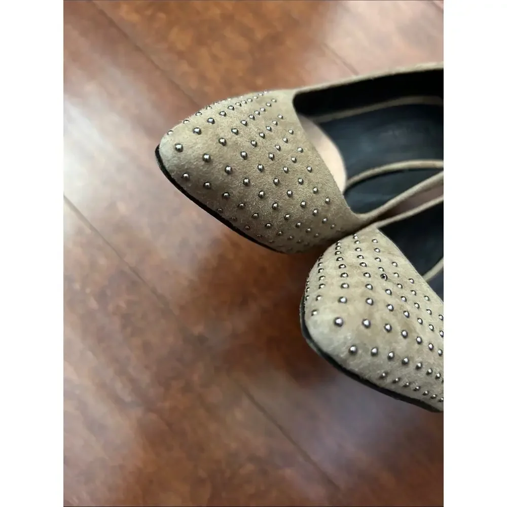 The Kooples Taupe Suede Studded Pointed-Toe Stiletto Heels, Size 5.5/6 (36)